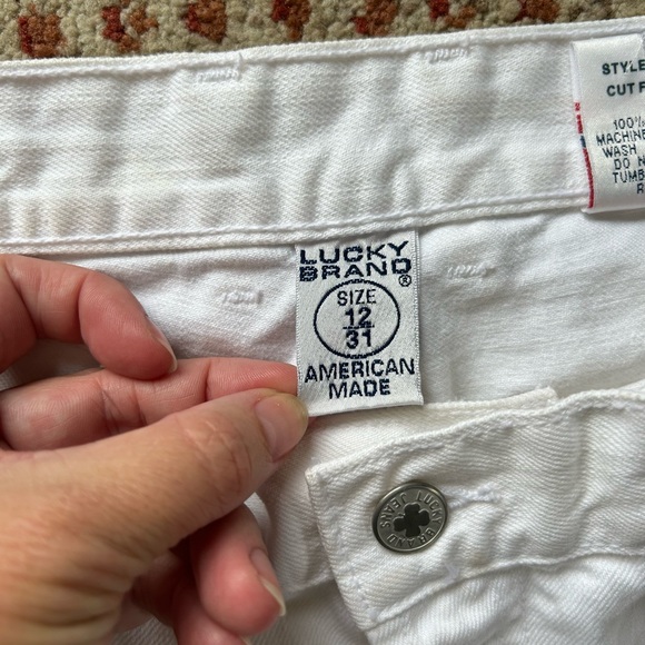 Vintage Lucky Brand White Denim Low Rise Wide Straight Leg Dungarees size 12x31 - Picture 3 of 7